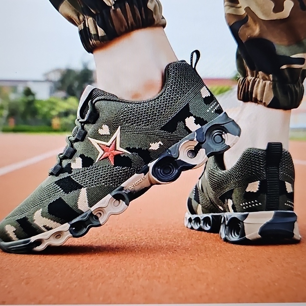 NEW Women's Camouflage Lace Up Mesh Upper Outdoor Sneakers Army Green 6.5 - Picture 11 of 12